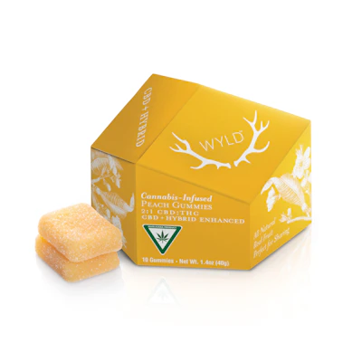 WYLD - 50mg THC: 100mg CBD Gummies - Peach - EDIBLES by Wyld at King of Budz