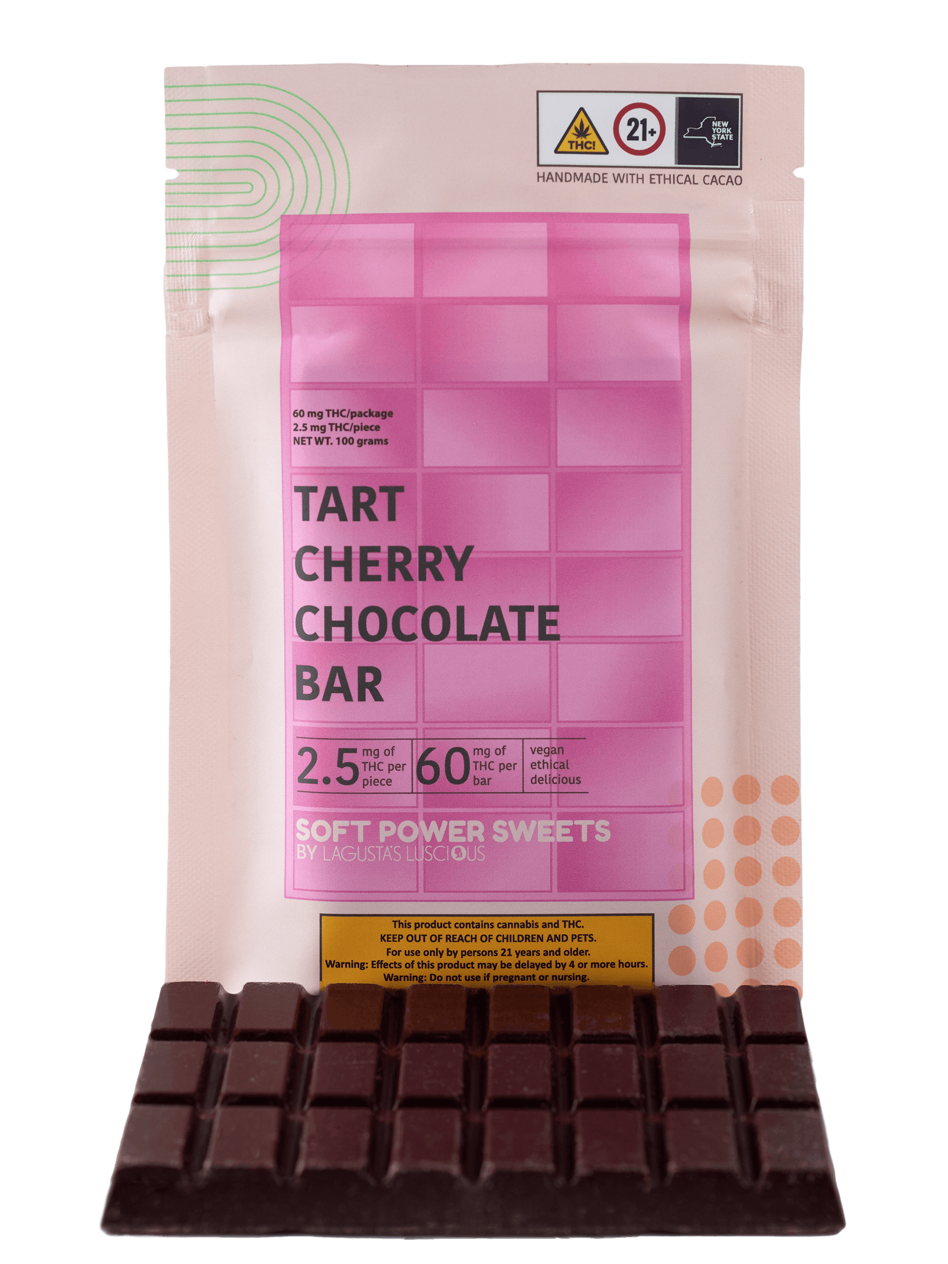 Soft Power Sweets Tart Cherry Chocolate Bar 60mg Sacred Bloom