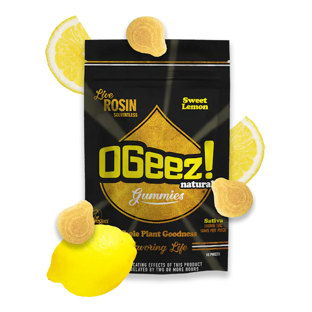 OGeez! Live Rosin Gummies Naturals Sweet Lemon 10pk/100mg (sativa, 2.8g)