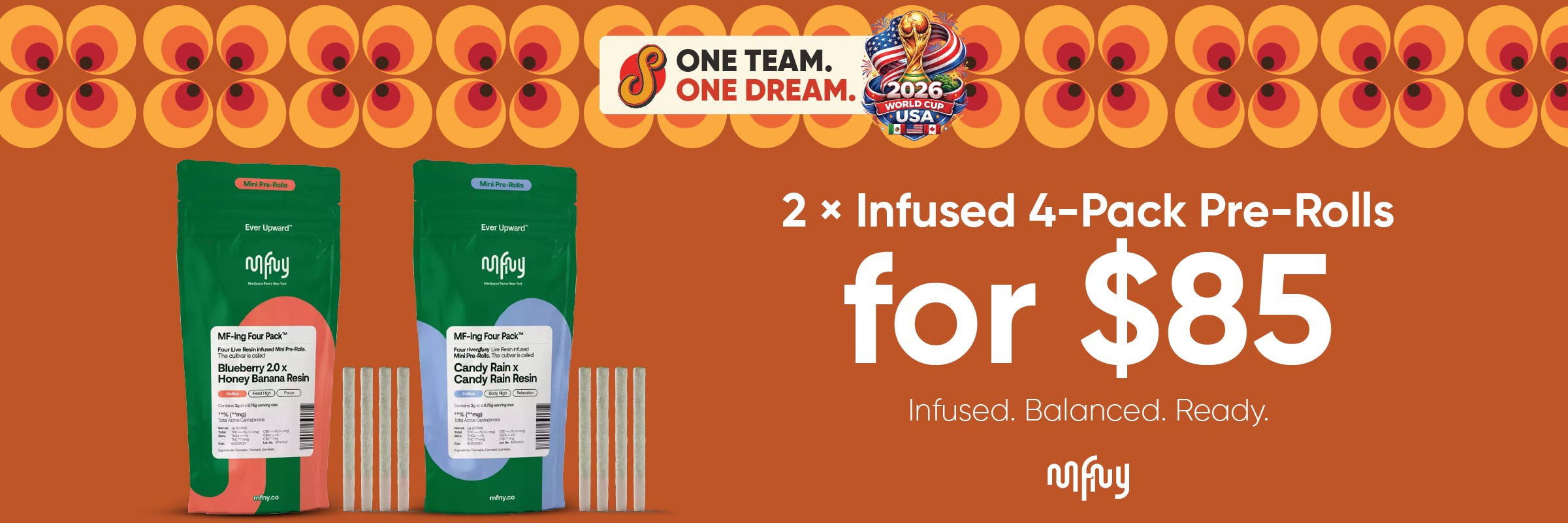 2 × infused 4-pack pre-rolls for $85 at Superfly Dispensary