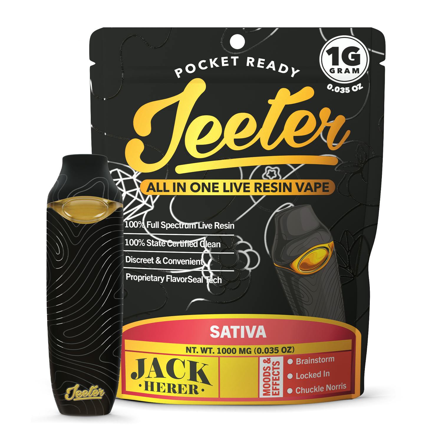 CRDHリキッド 1ml Jack Herer Jeeter Jack Herer Live Resin Disposable Vape Rec - Exclusive