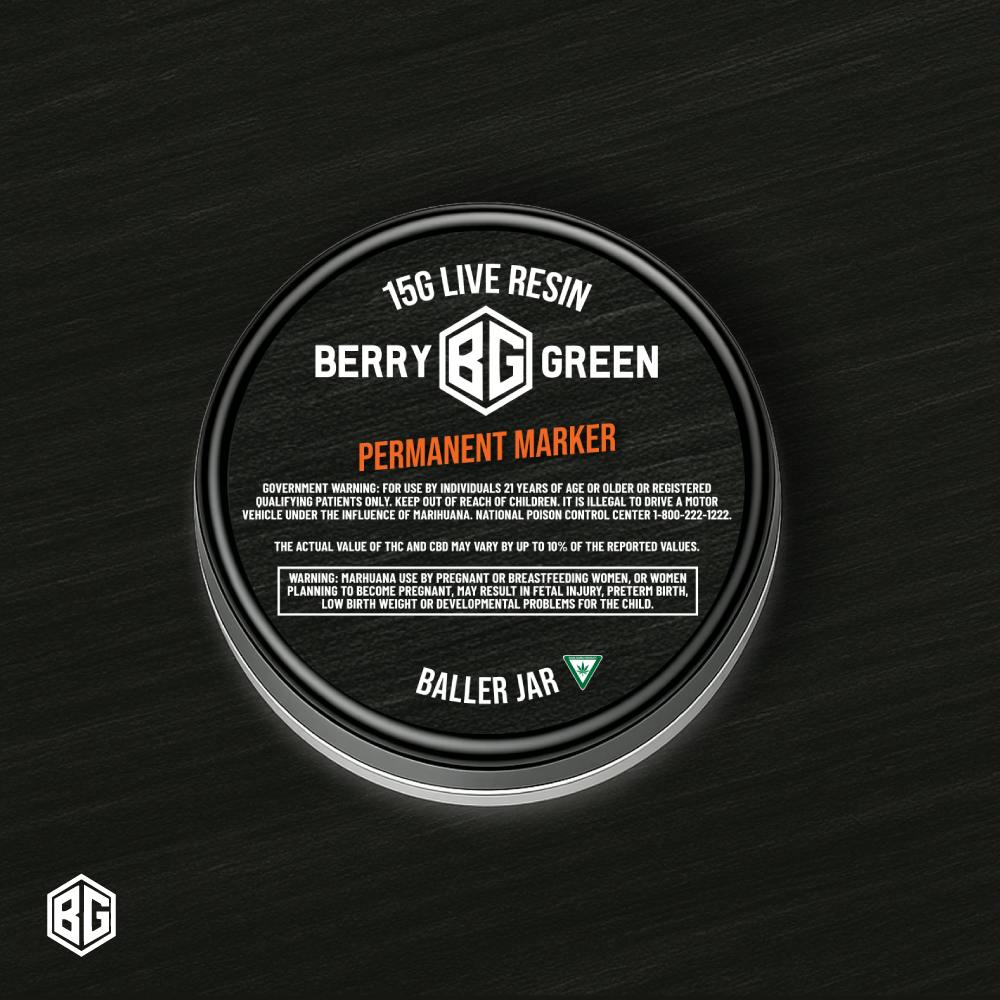 Berry Green - 15g Live Resin Baller Jar - Permanent Marker