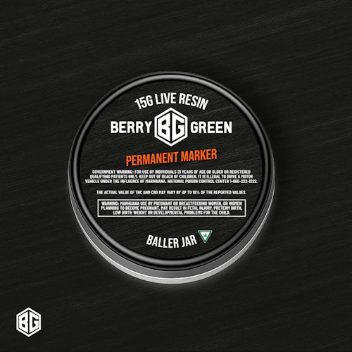 Berry Green - 15g Live Resin Baller Jar - Permanent Marker