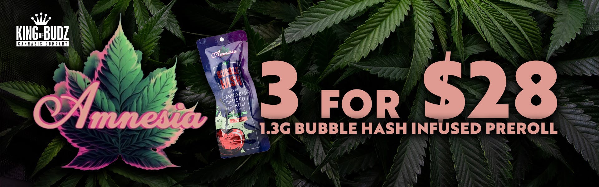 Amnesia 1.3g Bubble Hash Infused Preroll - 3/$28
