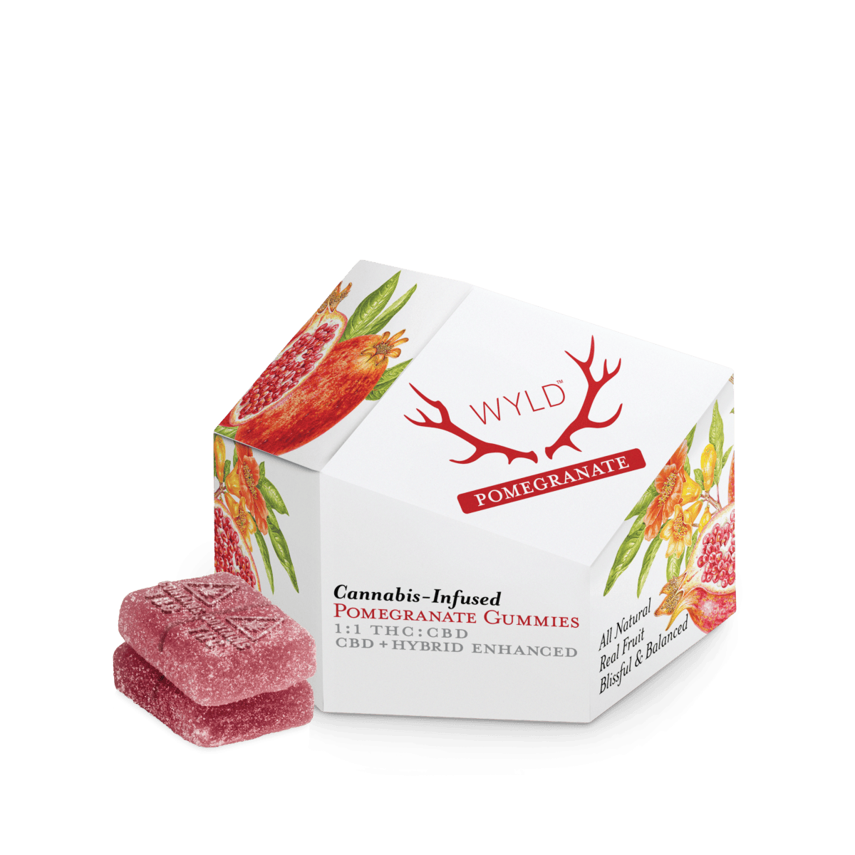 Product Pomegranate 1:1 CBD + Hybrid Enhanced Gummies