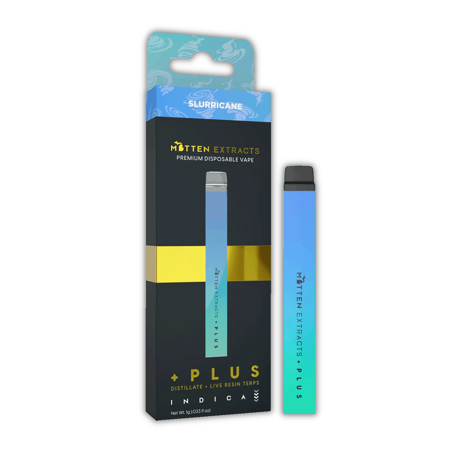 Product: Mitten Extracts | PLUS Disposable Vape - 1g - Slurricane (Indica)