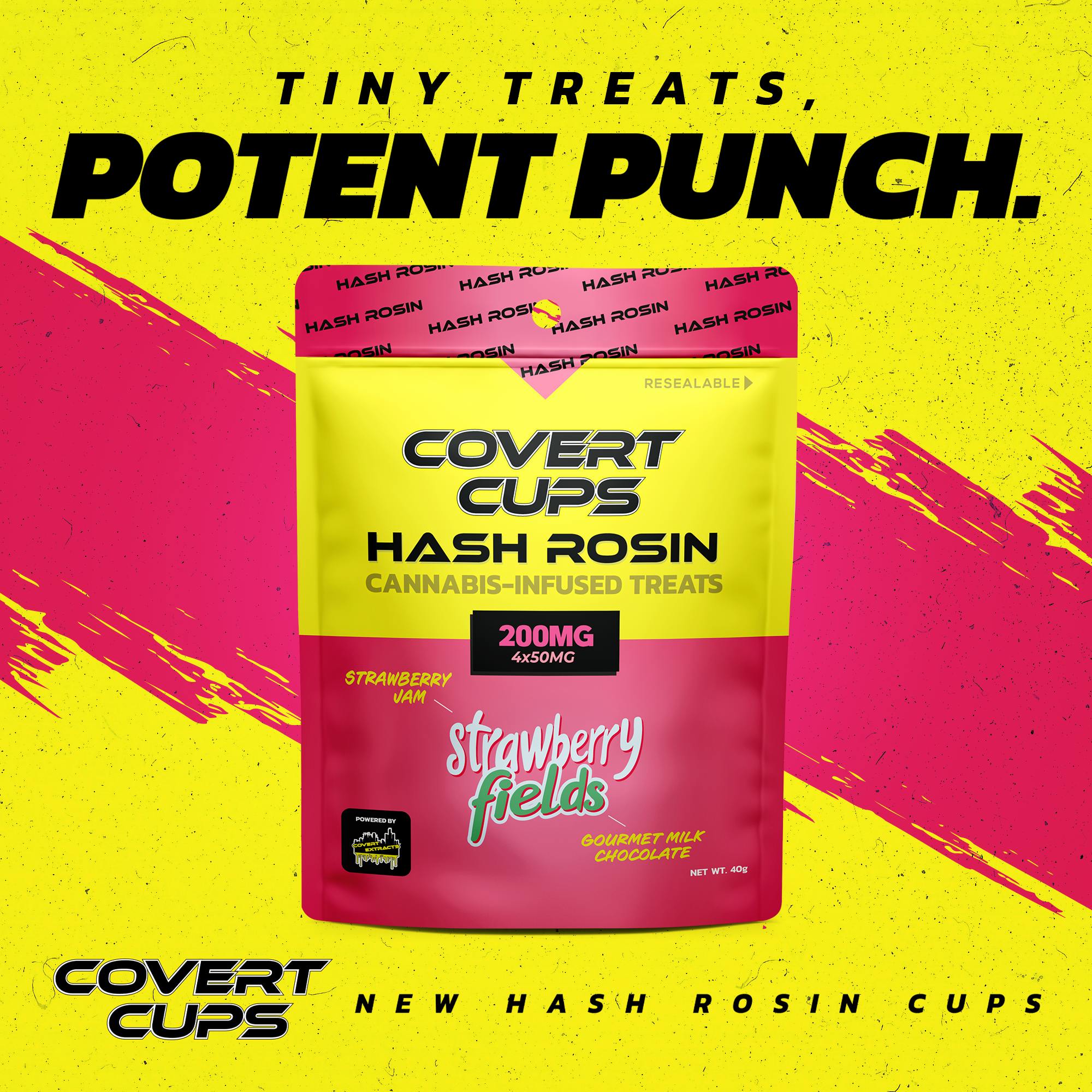 Product: Covert Cups | Strawberry Fields I 200MG Hash Rosin I Chocolate Cups