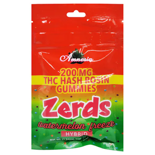Amnesia Zerds Watermelon Freeze Hash Rosin Gummies 200mg Rec