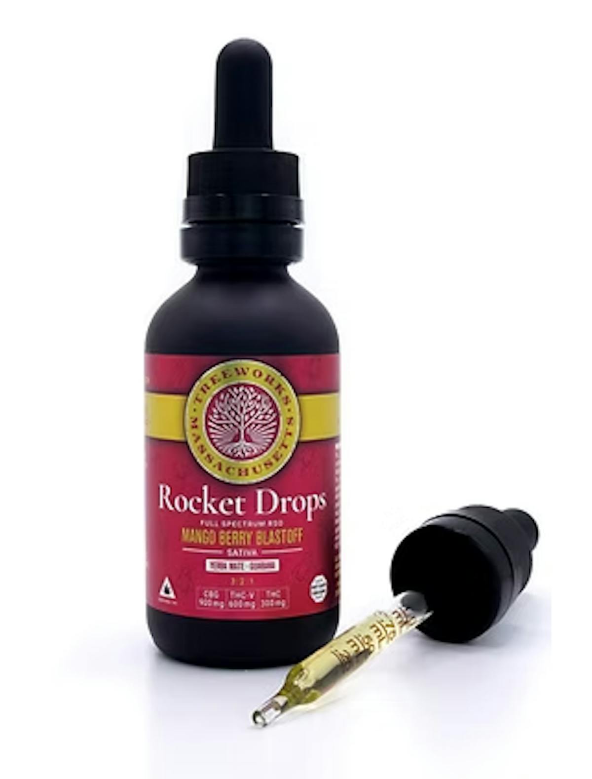 Photo of Treeworks l Mango Berry Blastoff l Rocket Drops RSO Tincture (3:2:1 CBG:THC-V:THC) l 25ml