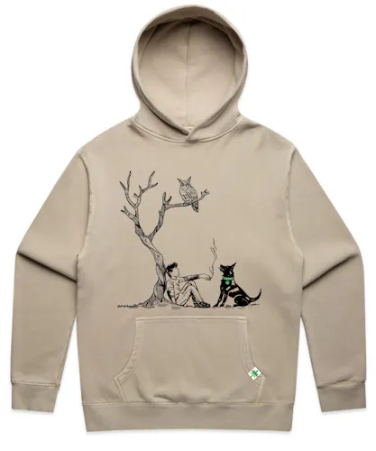 THTree Sweatshirt | Tree With Dog | Medium -Tan Faded-active