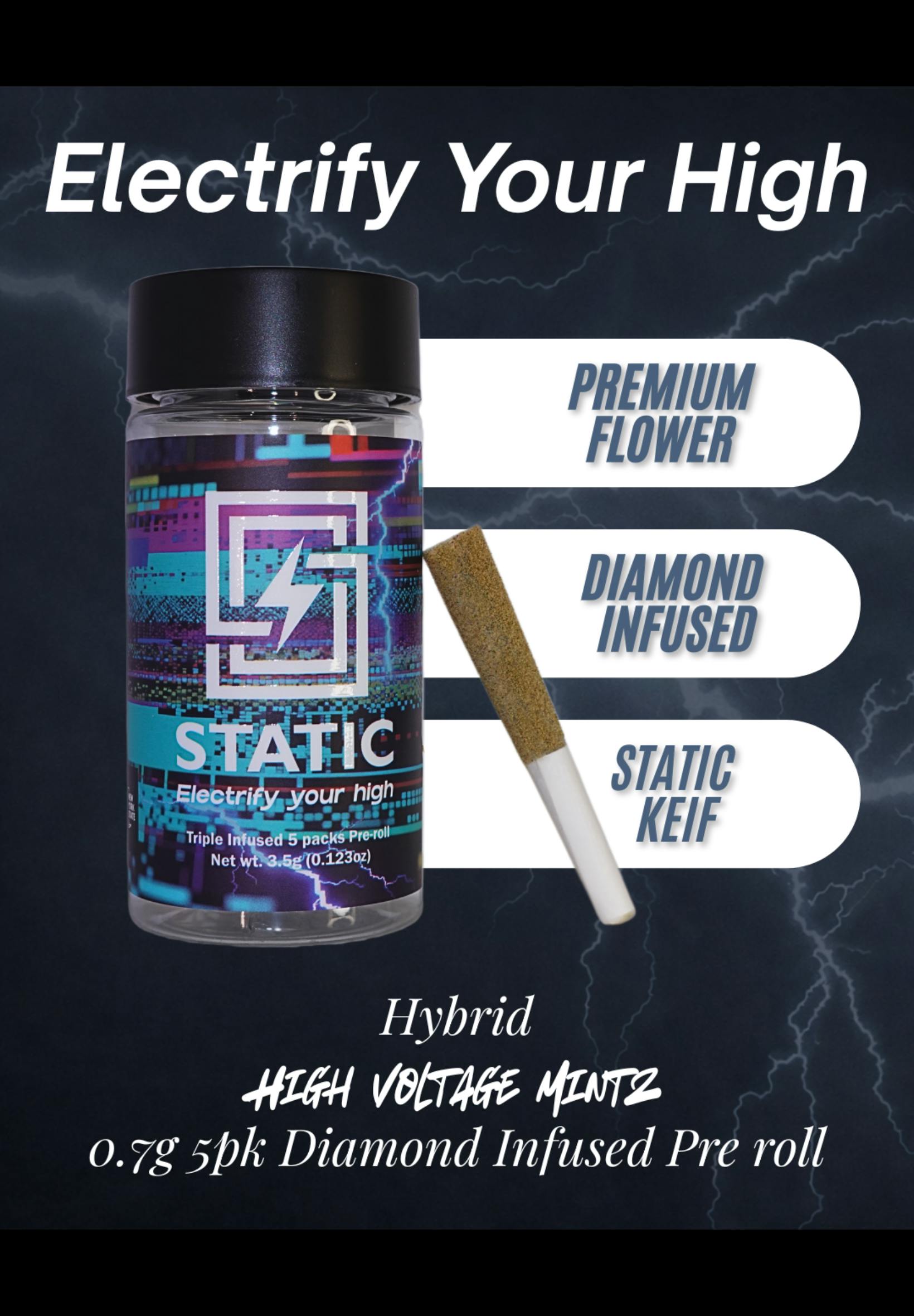 Static | High Voltage Mintz | Infused Preroll 5pk
