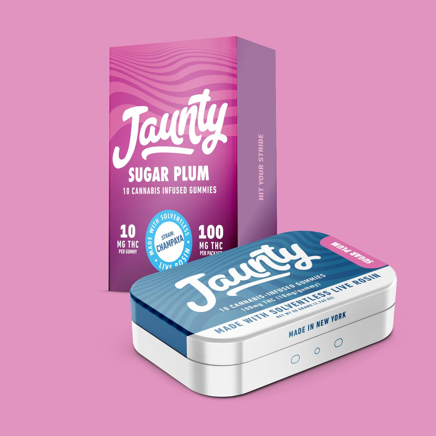 Jaunty Solventless Live Rosin Gummies | 10mg THC ea. / 10PK | Sugar Plum