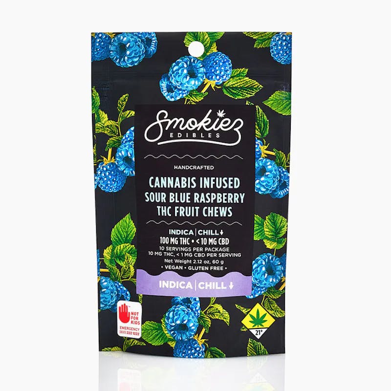 Smokiez | Sour Blue Raspberry | Indica | 100mg | 10ct