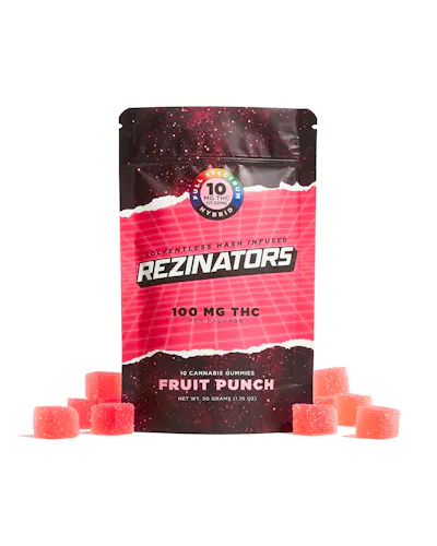 Fruit Punch Solventless Hash Gummies 100mg 10pk-active