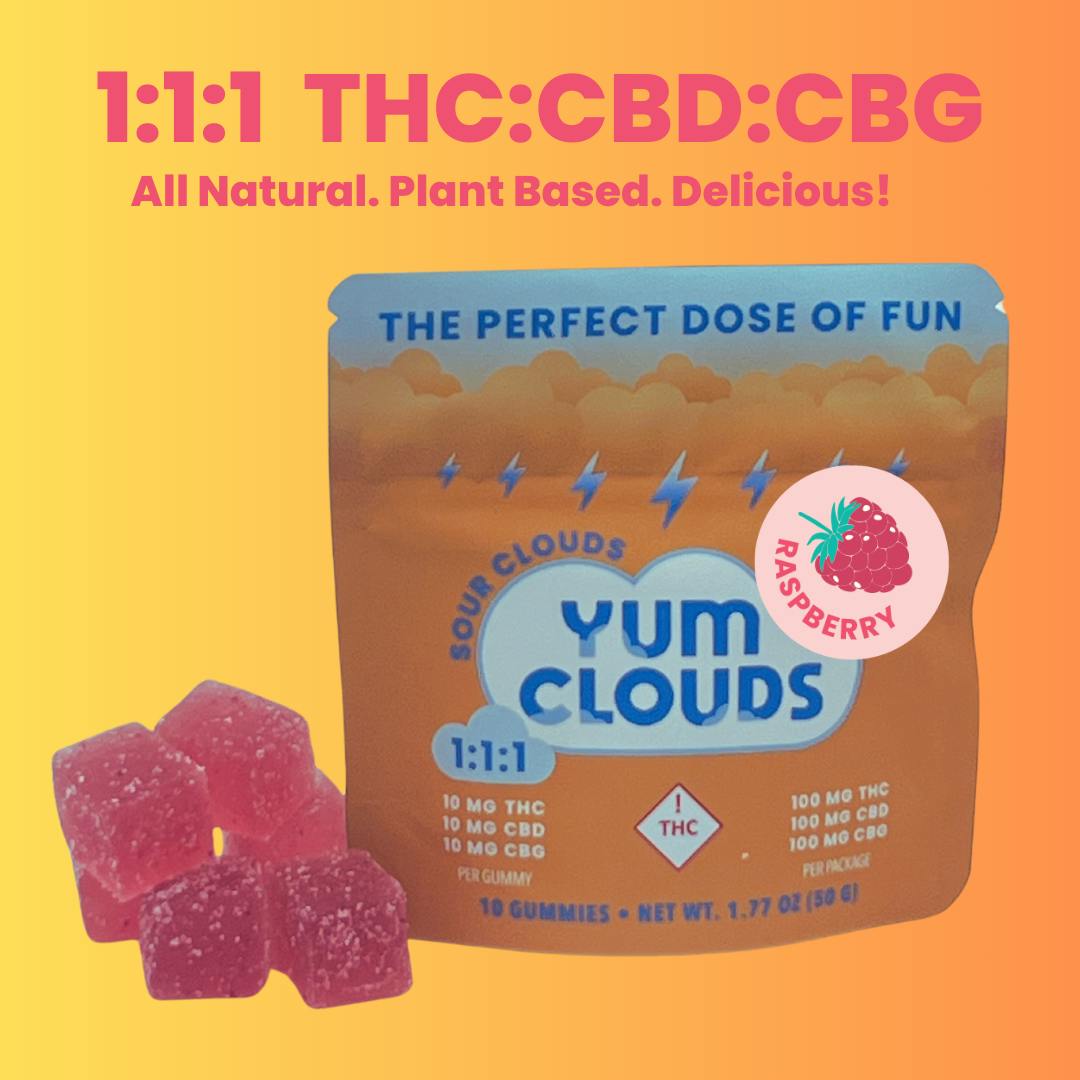 Yum Clouds | 1:1:1 Electric Raspberry | 10ct Gummies
