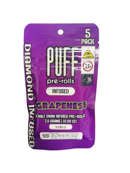 Product Puff - Grapeness - 2.5g - 5pk - Diamond Infused Prerolls