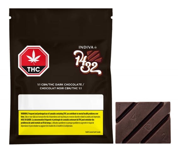 Indiva 1432 - 1:1 CBN/THC Dark Chocolate 4pc
