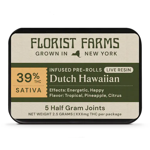 Florist Farms Dutch Hawaiian Live Resin Infused Preroll .5g 5pk-active