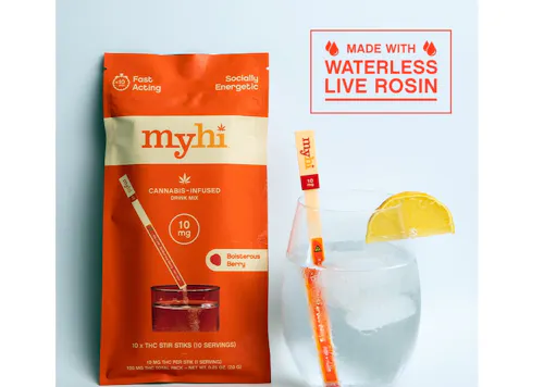 MyHi | Boisterous Berry | THC Infused Drink Mix | 10mg Stir Sticks | 10pk-active