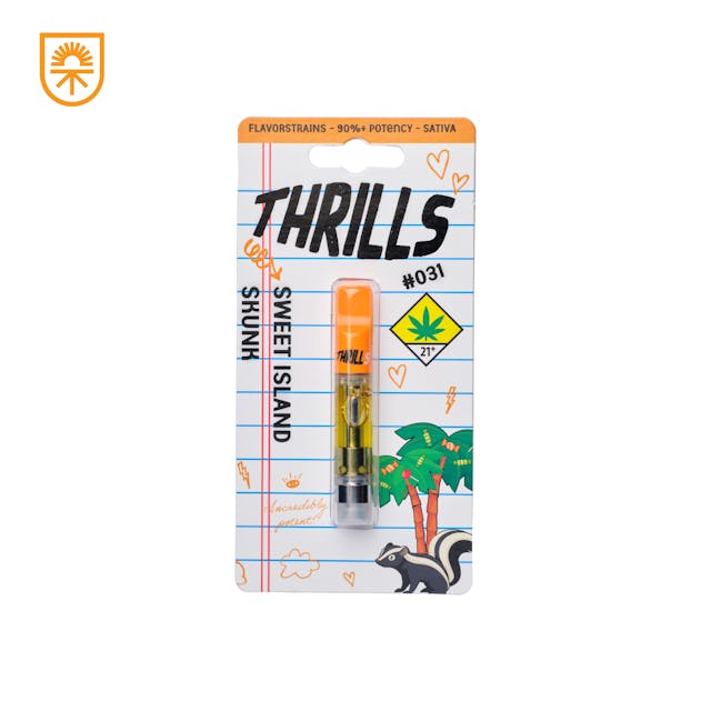 Thrills' strain vapes captivate the essence of each cannabis strain's vibrant personality, inviting you into a world of thrilling flavors and potent highs. Crafted with unwavering quality, each puff promises an exhilarating journey, embracing the unique essence of every strain.