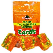 Amnesia - 200mg Zerds Hash Rosin Gummies - Orange Soda