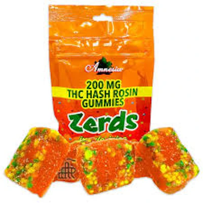 Amnesia - 200mg Zerds Hash Rosin Gummies - Orange Soda