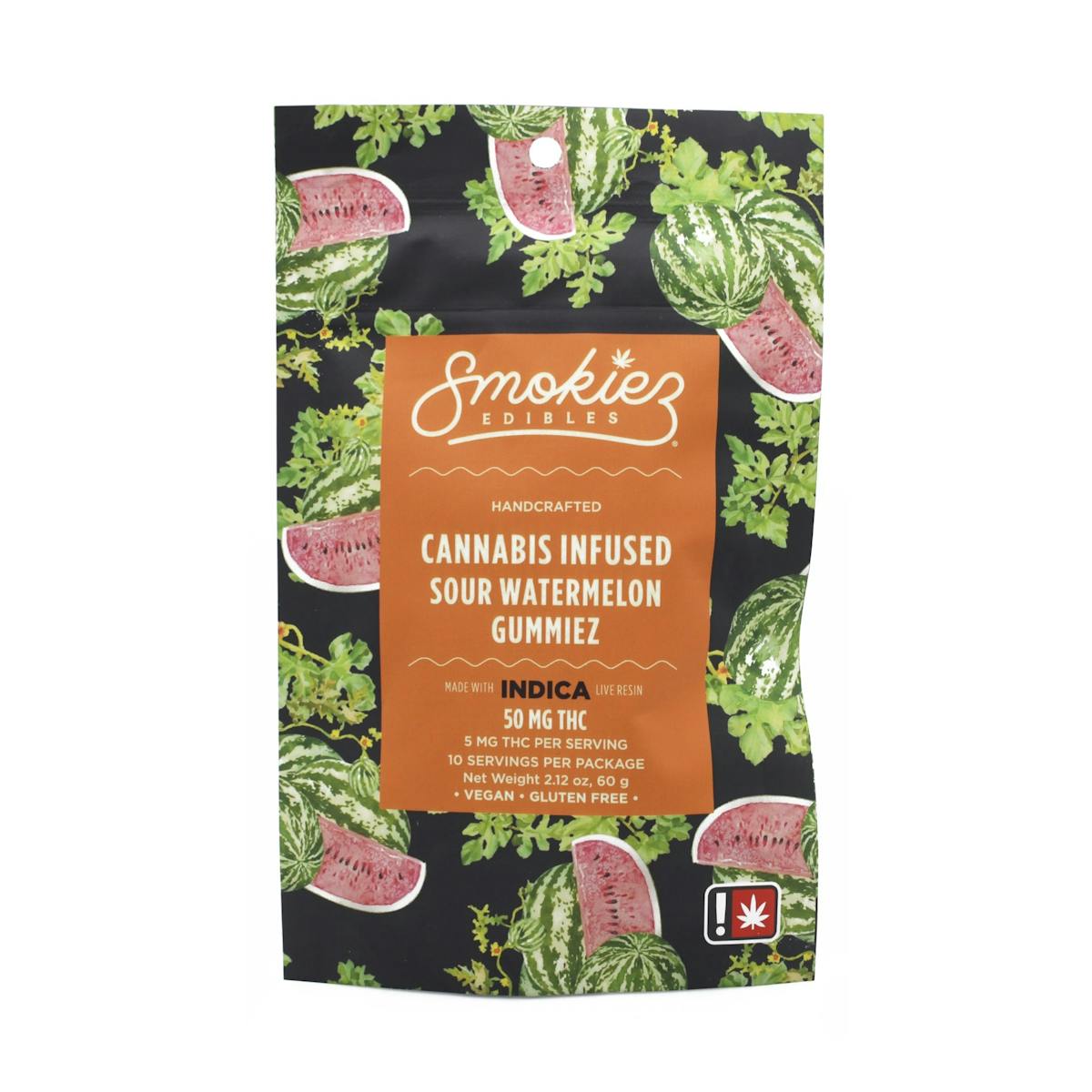 Photo of Smokiez Edibles 100mg SOUR WATERMELON Indica Chill Cannabis Infused Live Resin Fruit Chews 10pk