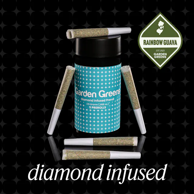 Garden Greens Diamond Infused Pre-Roll Pack Rainbow Guava 5pk/2.5g (sativa hybrid, packs)
