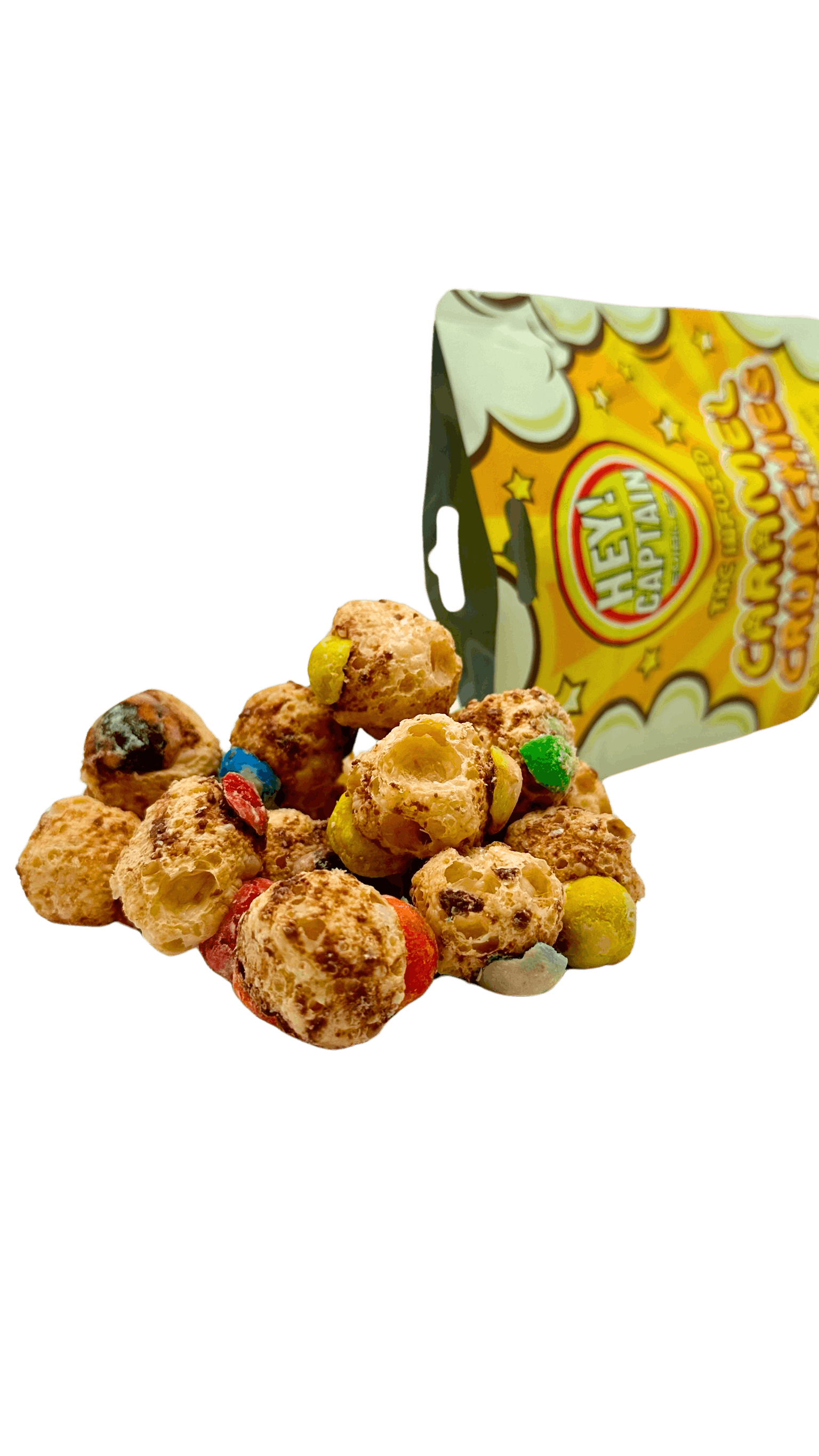 Product: Hey Captain | Caramel Crunchies | Infused Freeze Dried Edibles | 200mg | Hybrid