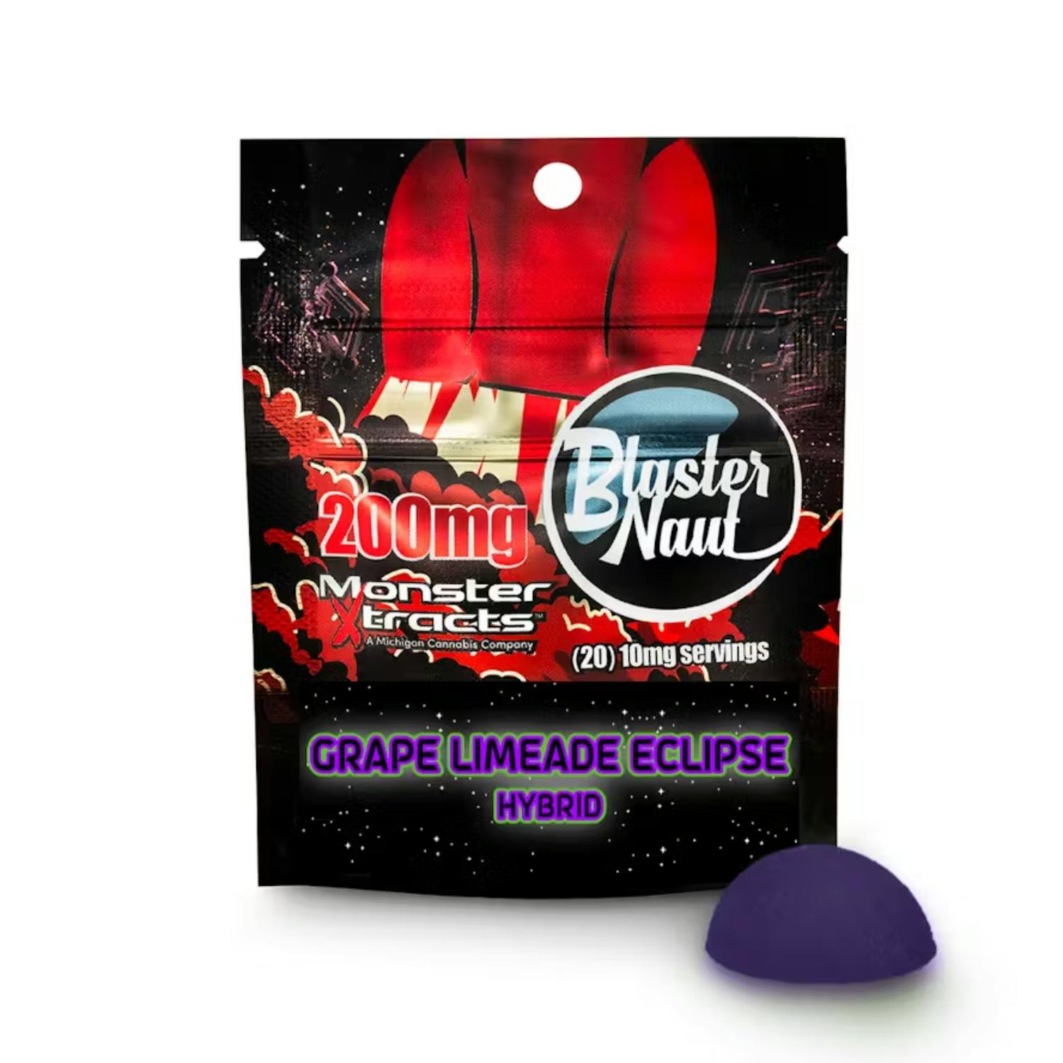Monster Xtracts - Blaster Naut Single Gummy - (200mg) - Hybrid - **GRAPE LIMEADE** (6/$20)