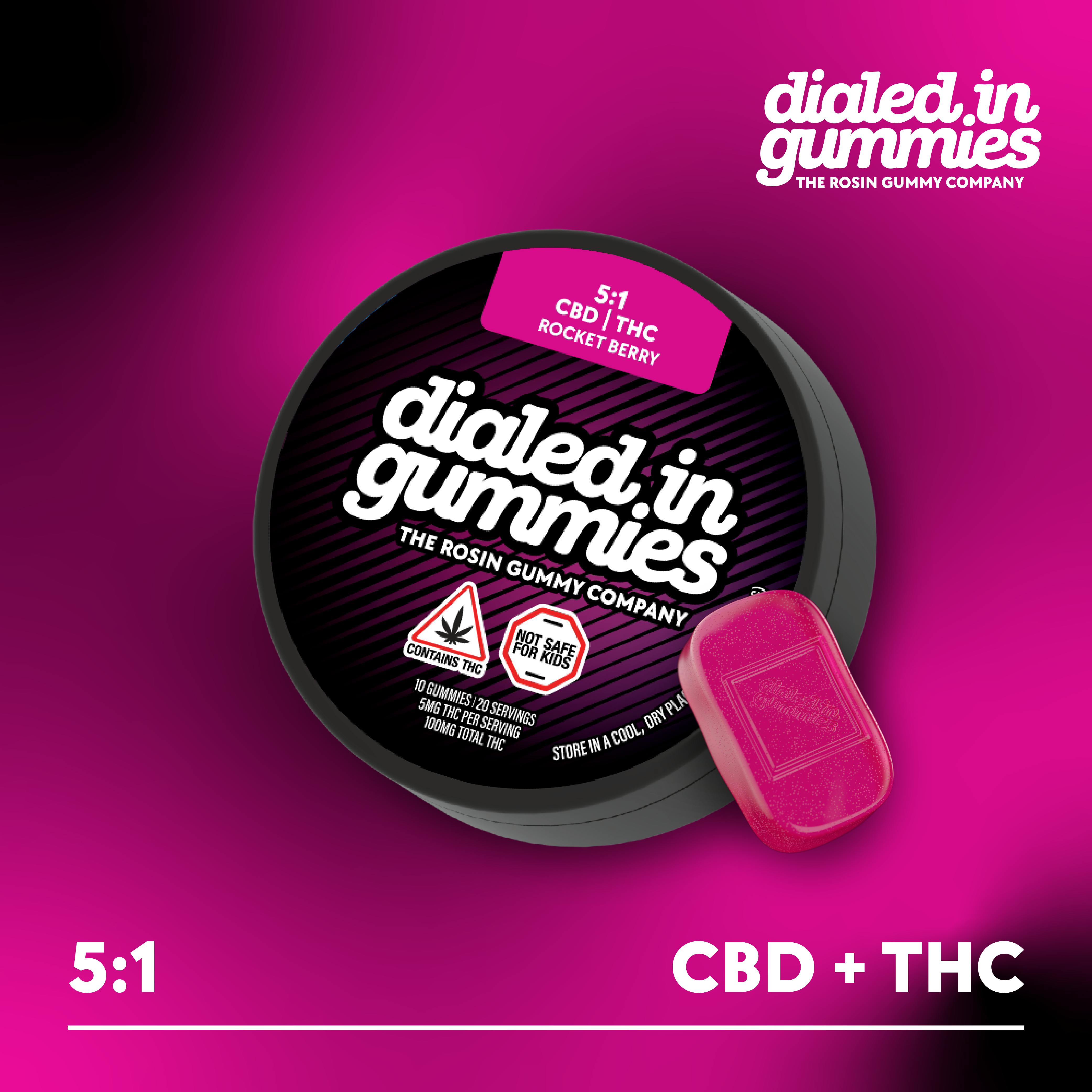 Dialed In Gummies Dialed In Rocket Berry 5:1 CBD:THC Rosin Gummies