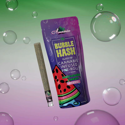 Amnesia - 1.3g Bubble Hash Infused Preroll - Watermelon Freeze