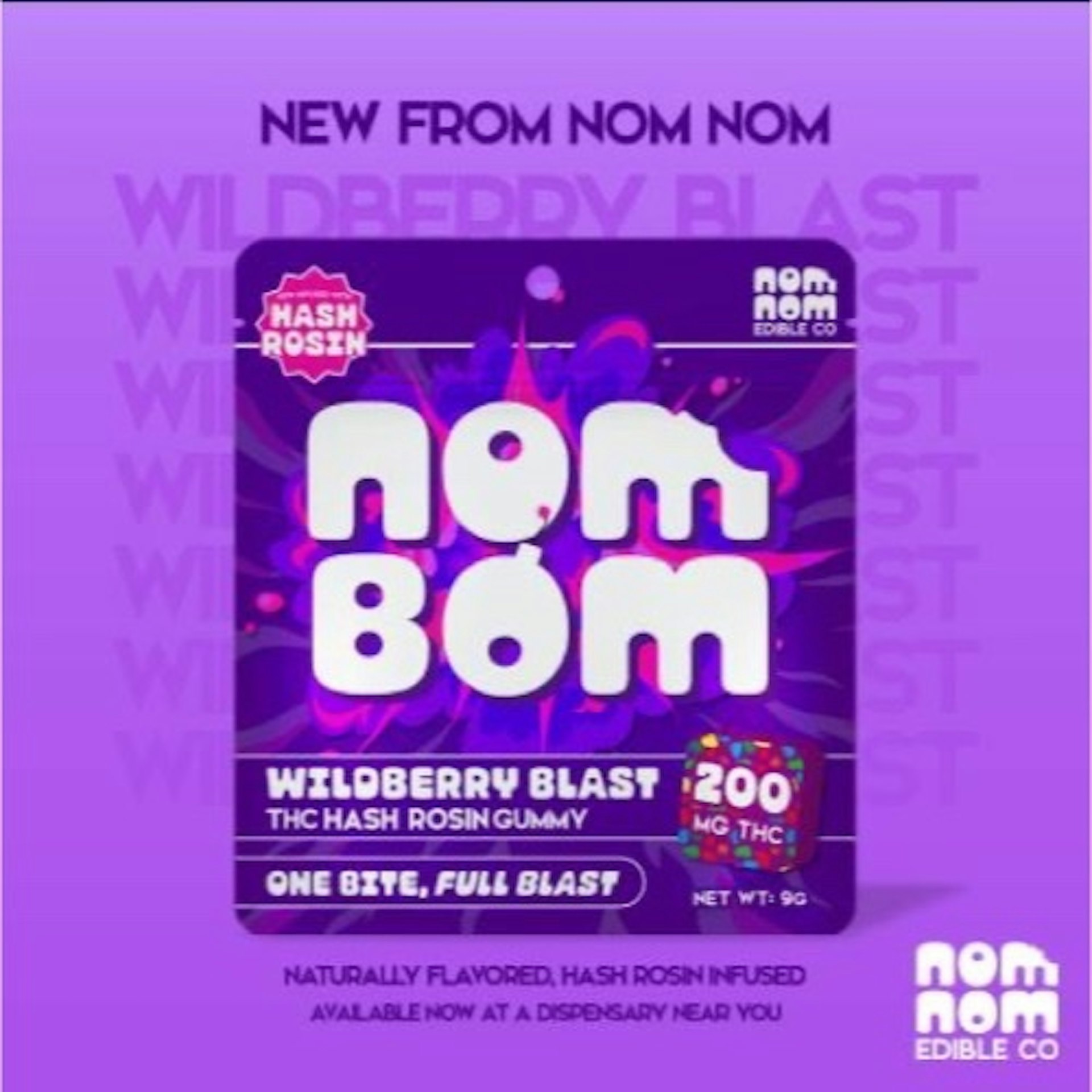 Nom Bom - Wildberry Blast 200mg Hash Rosin Gummies