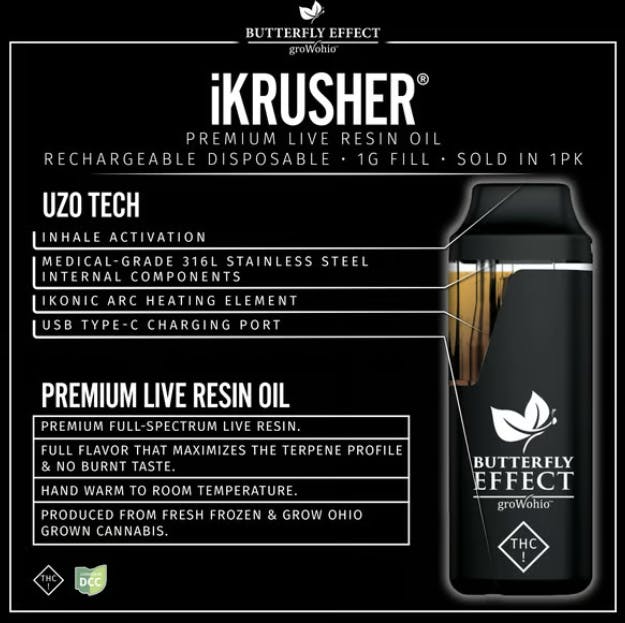 Butterfly Effect | Cadilac Rainbow | 1g Live Resin Disposable Vape | Queen  City Cannabis
