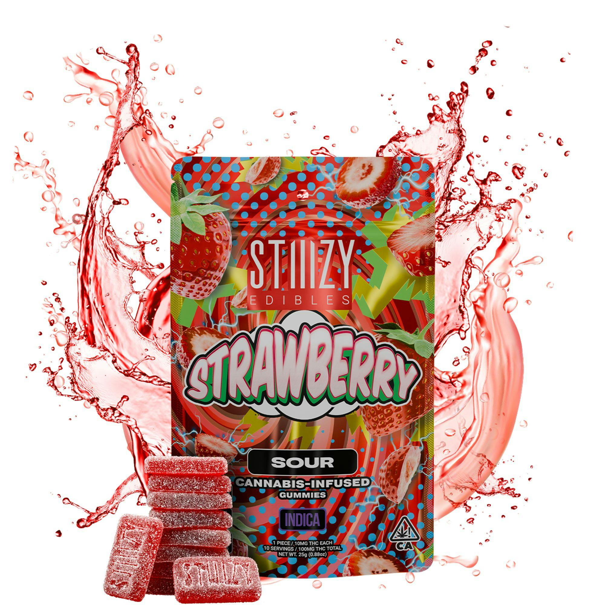 STIIIZY Strawberry 10pk 100mg Sour Gummies