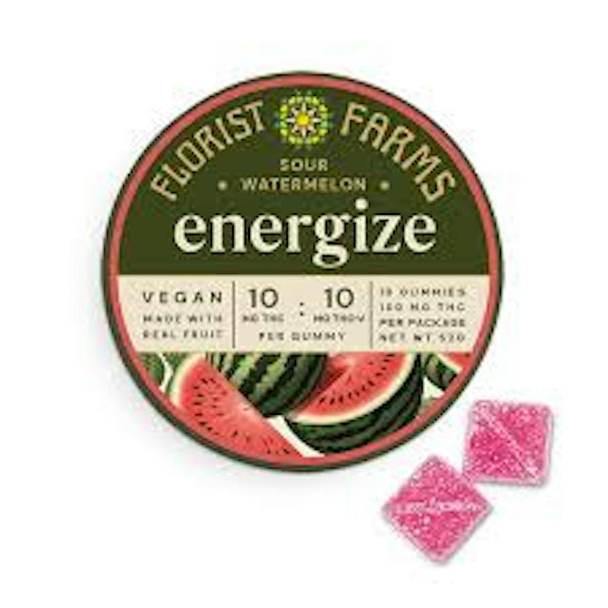 Image of Sour Watermelon | 100mg 1:1 “Energize” Gummies