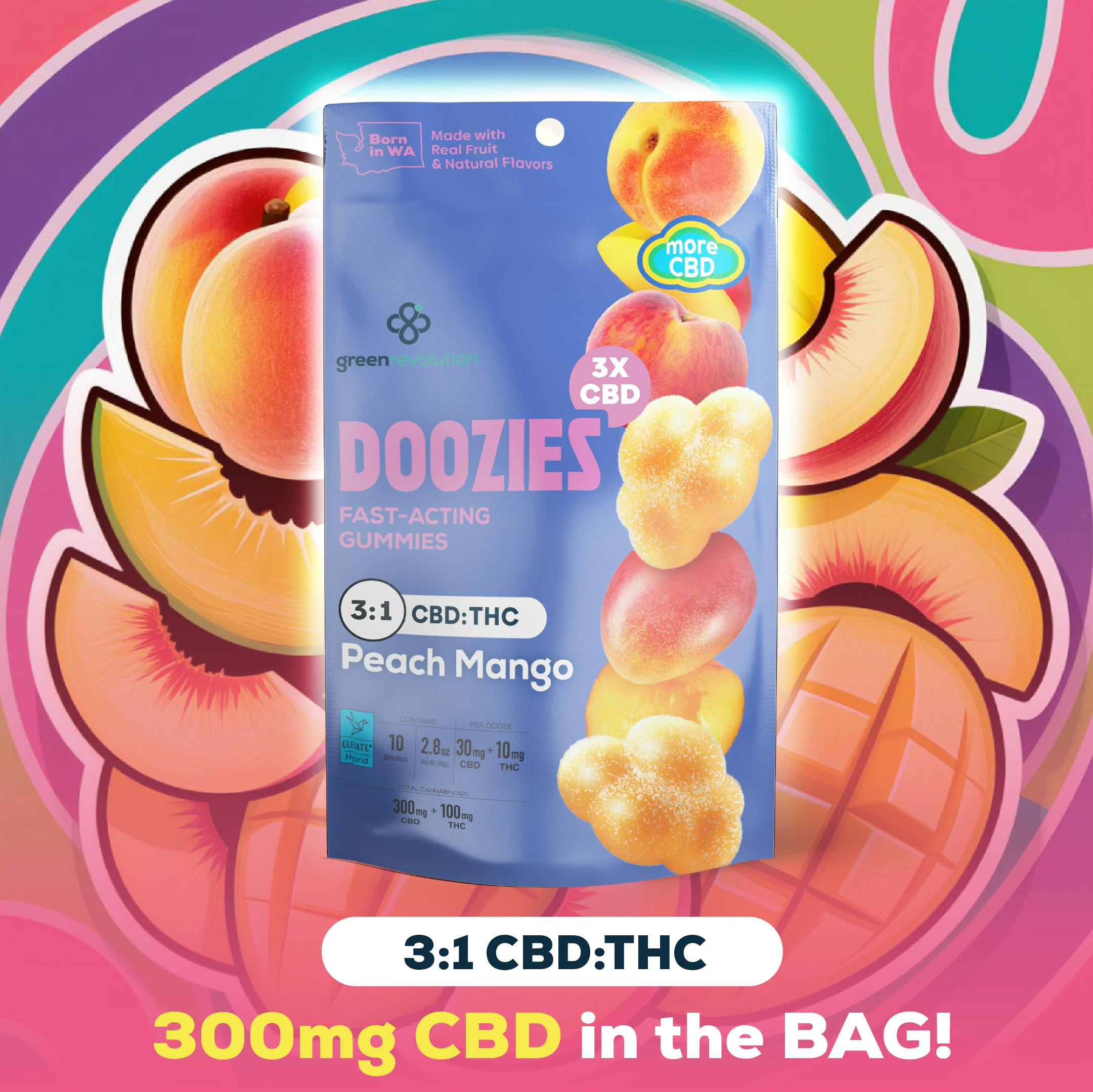 Product Green Revolution - Doozies - Peach Mango - 100mg - Gummies