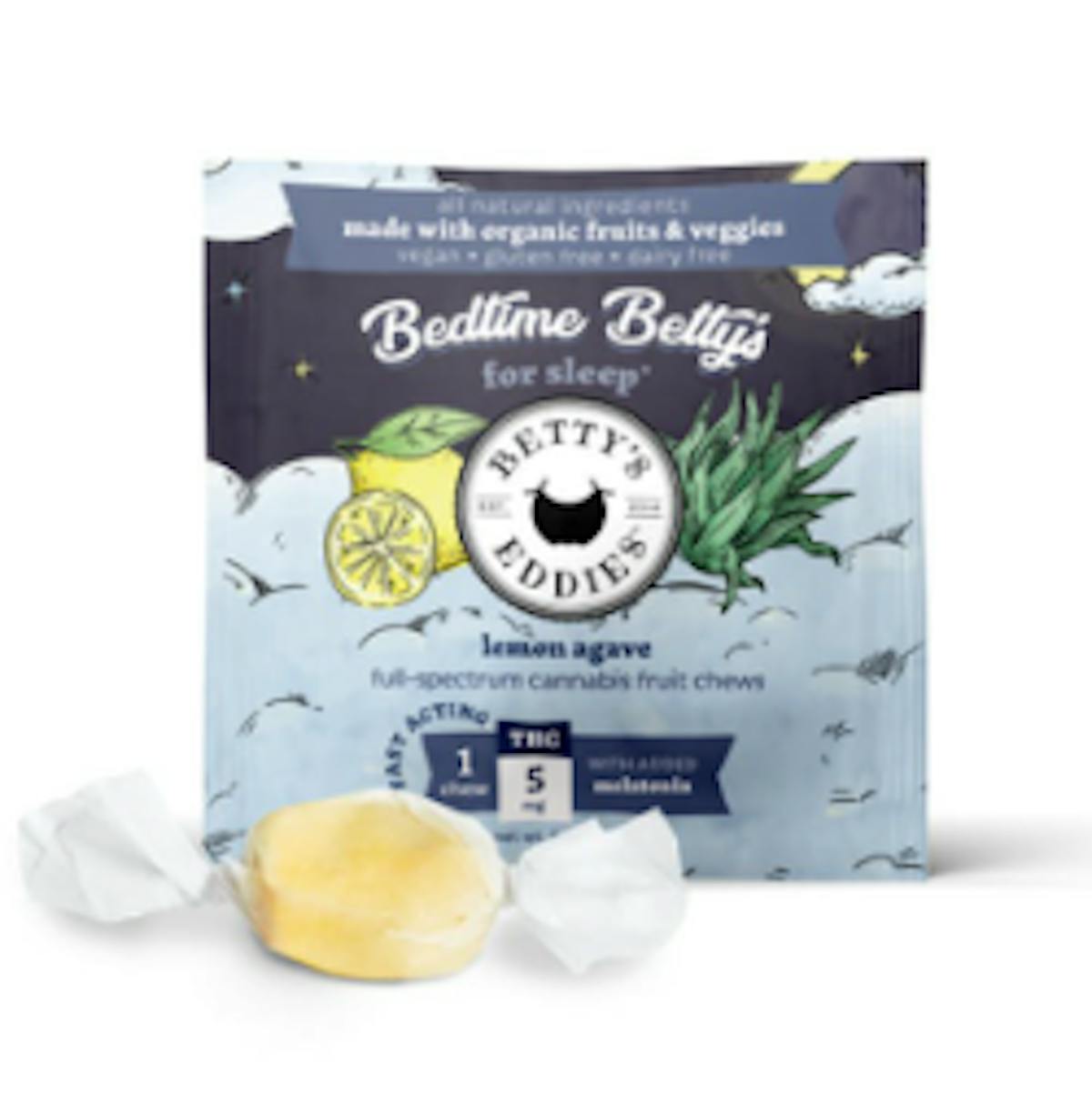 Photo of Betty’s Eddies Bedtime Lemon Agave Chews for Sleep 5mg Single