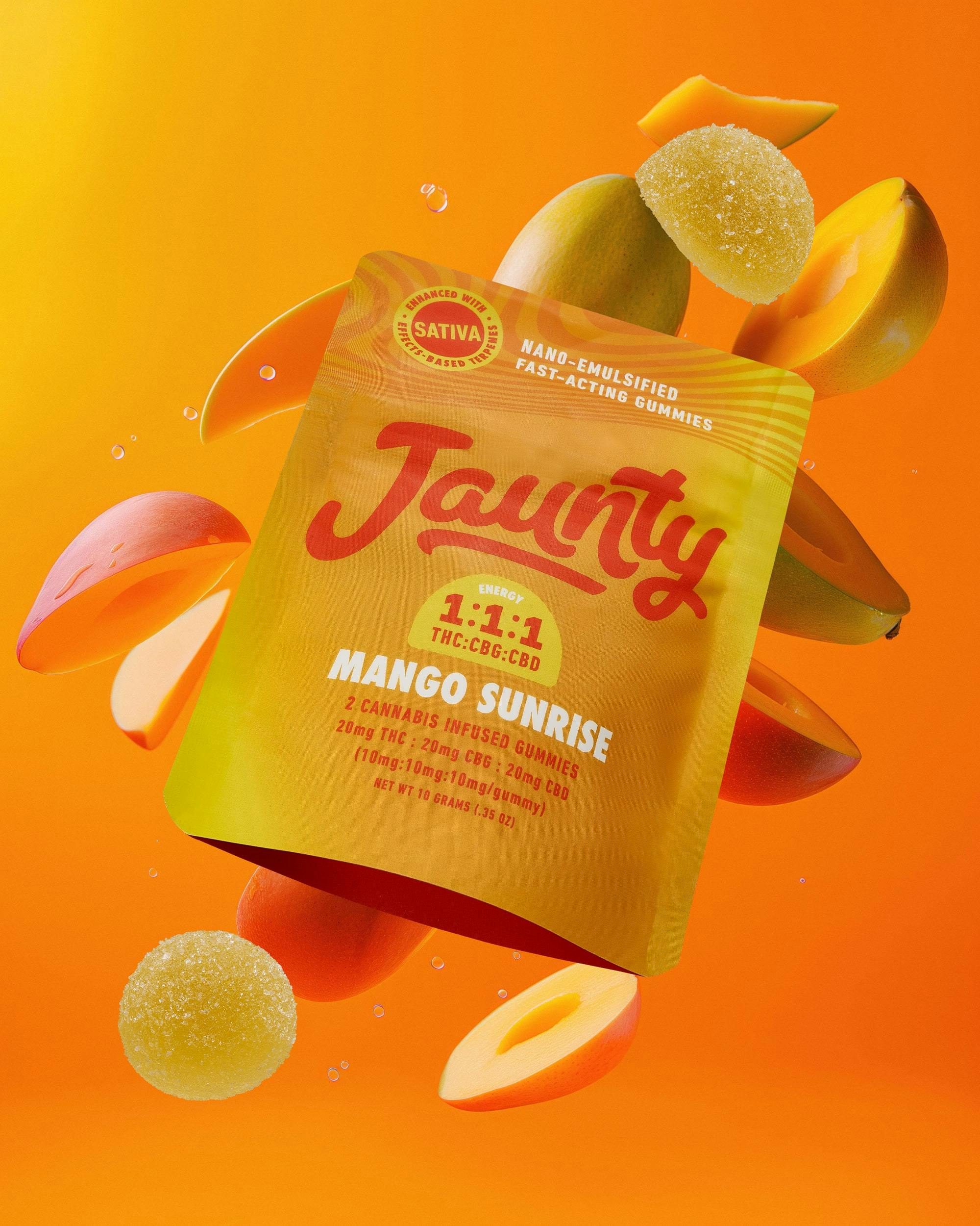 Jaunty Nano Fast Acting Gummies | 1:1:1 2PK | Mango Sunrise