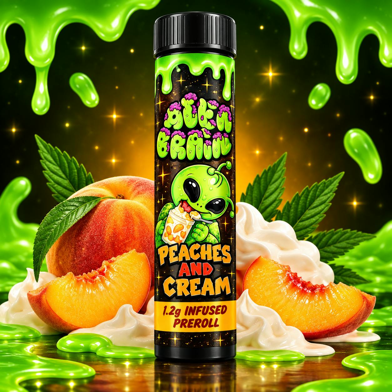 Alien Brainz - 1.2g Infused Preroll - Peaches & Cream