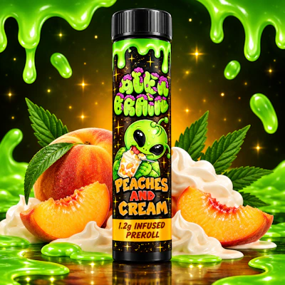 Alien Brainz - 1.2g Infused Preroll - Peaches & Cream - PRE_ROLLS by Alien Brainz at King of Budz