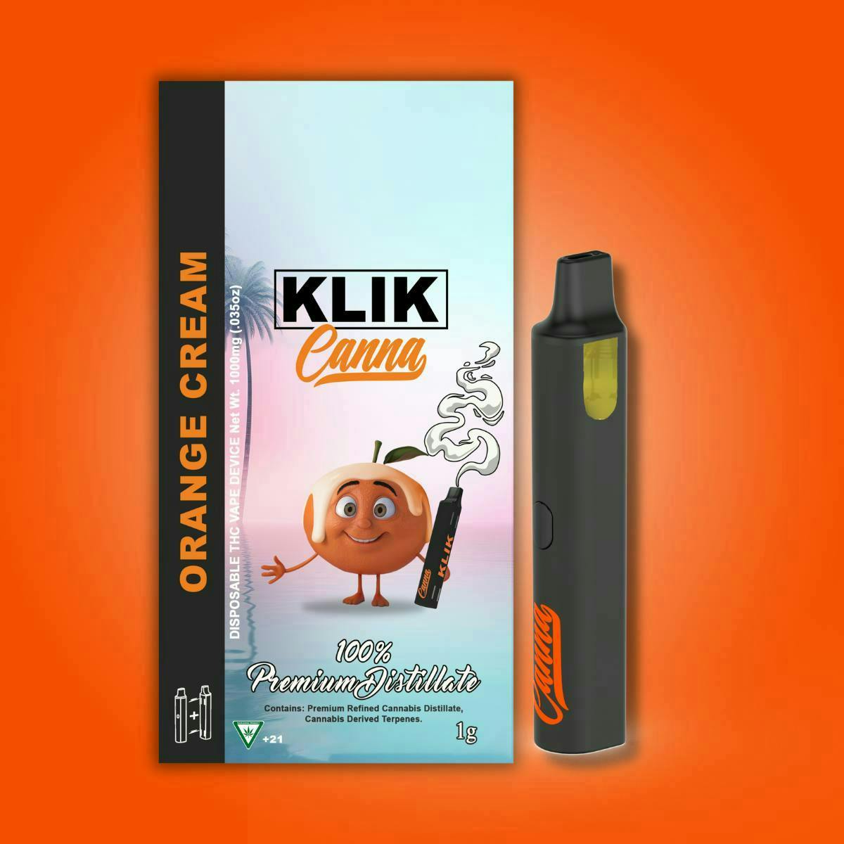 Product: KLIK CANNA | ORANGE CREAM - MAGNETIC DISPOSABLE HYBRID