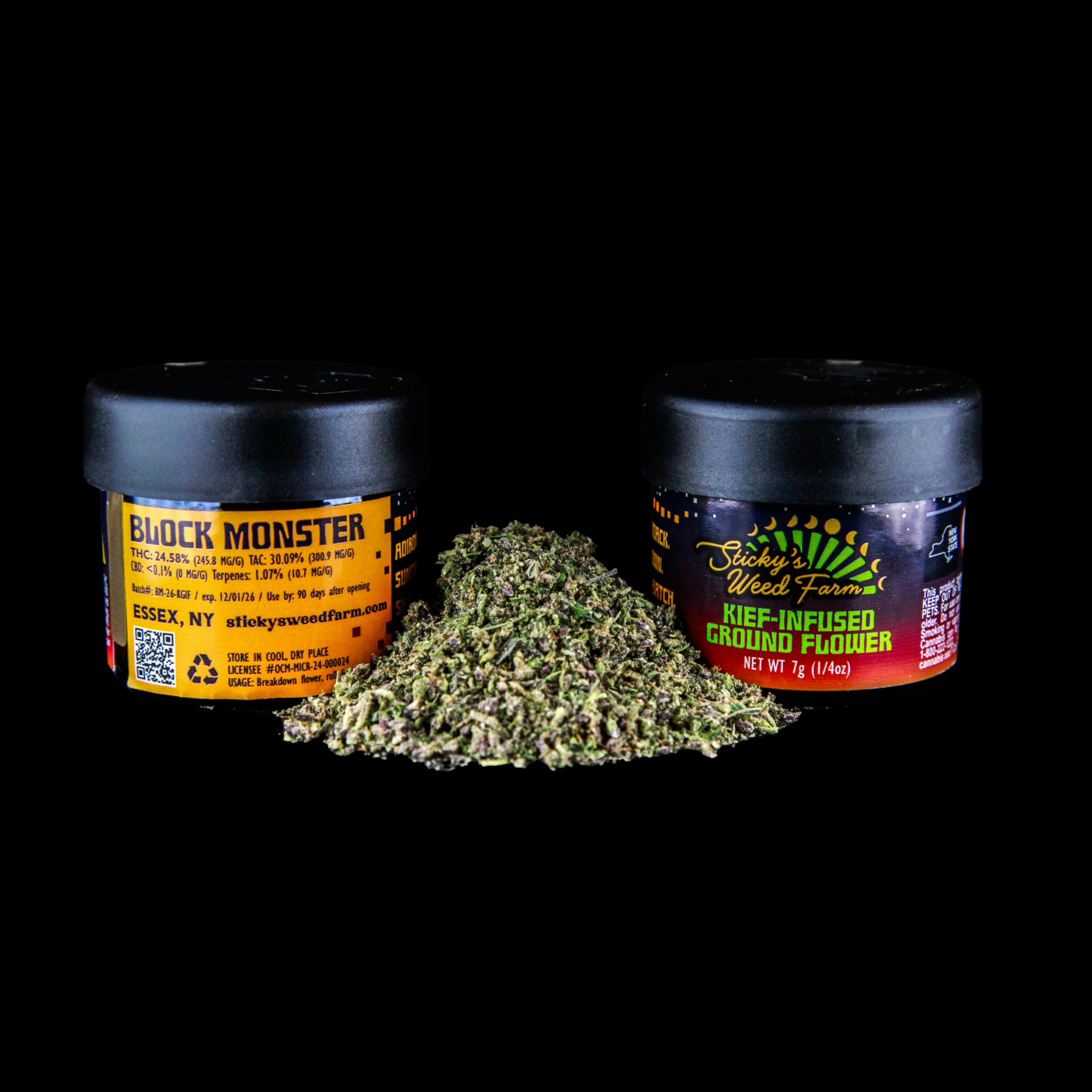 Sticky's Weed Farm Kief Infused Ground Flower Block Monster