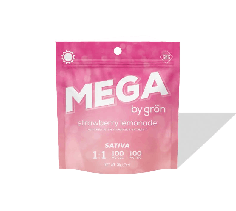 Grön | Mega Strawberry Lemonade | 2 pack 100mg | 1:1 THC:CBC