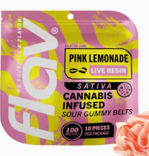 Pink Lemonade Belts 100mg Live Resin Gummies-1