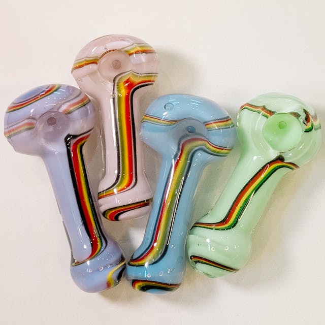 3.5" Slyme Pipe w/Rasta Lines - Assorted Colors - Image 2