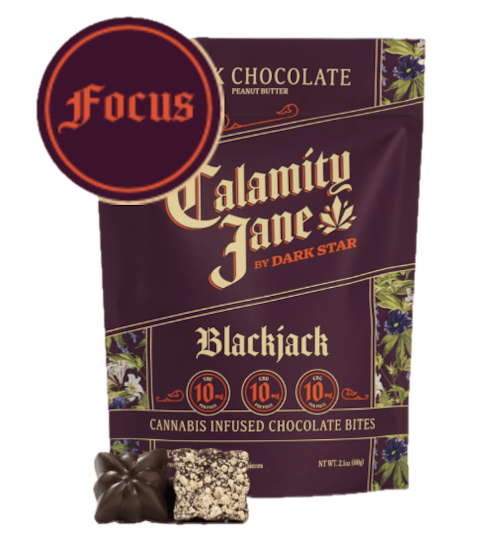 Product Calamity Jane | Dark Chocolate Peanut Butter Blackjack (H) | 100mg THC: 100mg CBD: 100mg CBG | Dark Star