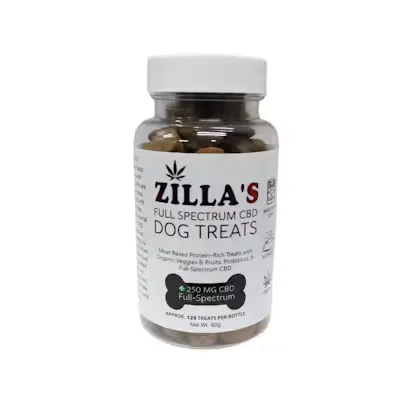 Zilla's 250mg CBD Dog Treats - Duck Flavor Mini Bottle at Cookies
