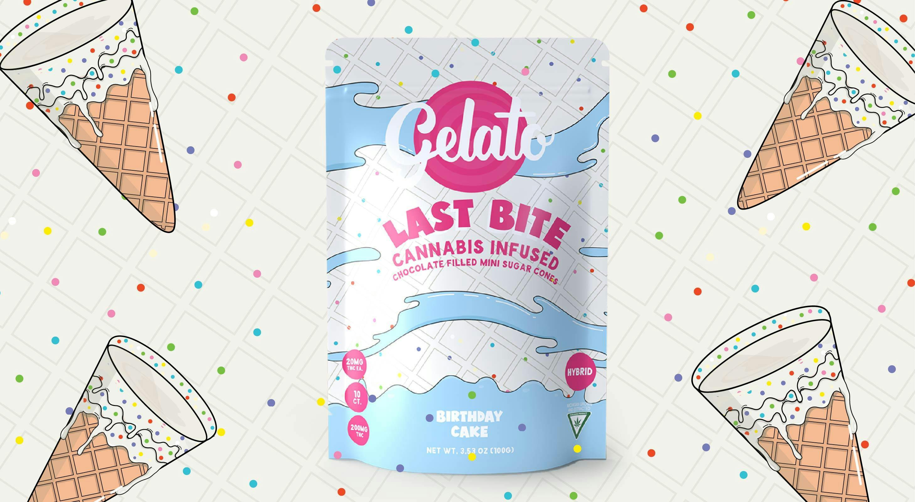 Product: Gelato | Last Bite Mini Cones - 200mg - Birthday Cake