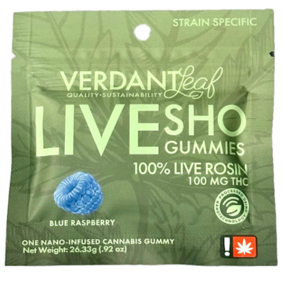Photo of Blue Raspberry Live SHO Gummy 100mg (Verdant Leaf)